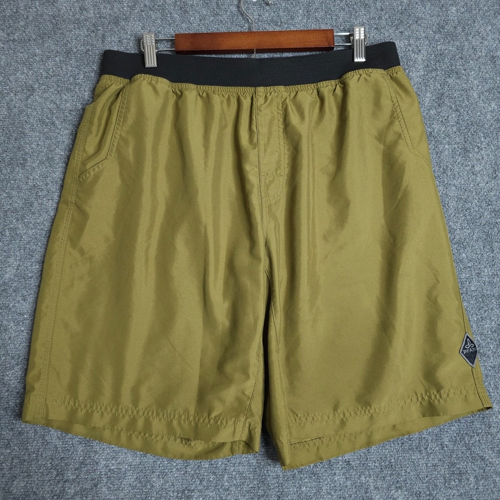 PrAna Mojo Shorts Mens Large Green Elastic Waist Climbing Outdoor Athleisure - Picture 2 of 7
